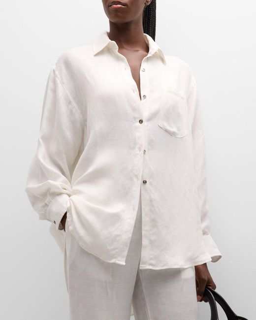Anemos White Oversized Button-Front Shirtdress