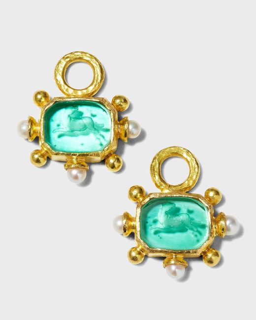 Elizabeth Locke Blue Venetian Glass Intaglio Chimera Earring Charms