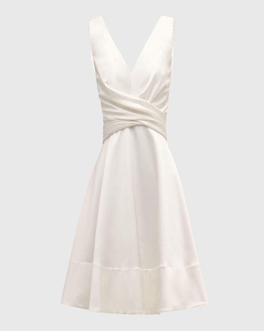 Emanuel Ungaro White Char Sleeveless A-Line Satin Midi Dress