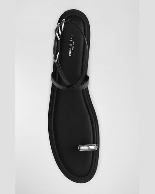 Rag & Bone White Geo Leather Toe-Ring Flat Sandals