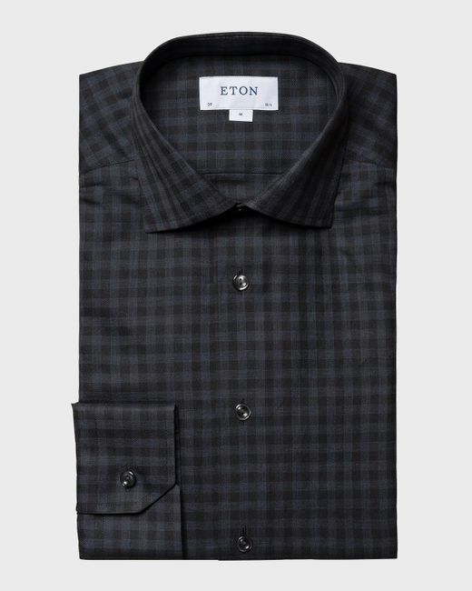 Eton of Sweden Black Contemporary Fit Twill Dress Shirt for men