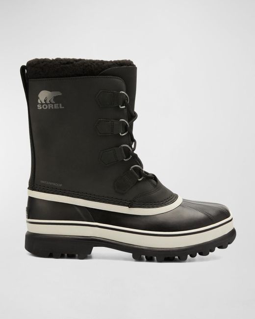 Sorel Black Caribou Waterproof Leather Snow Boots for men