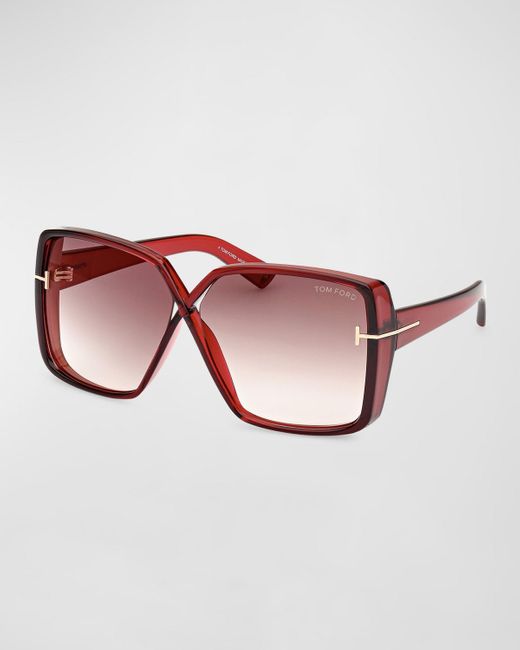 Tom Ford Brown Yvonne Acetate Butterfly Sunglasses