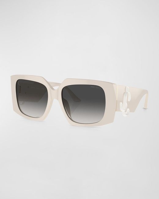 Jimmy Choo White Jc Logo Acetate Butterfly Sunglasses