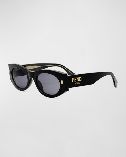 Fendi Black Roma Acetate Shield Sunglasses