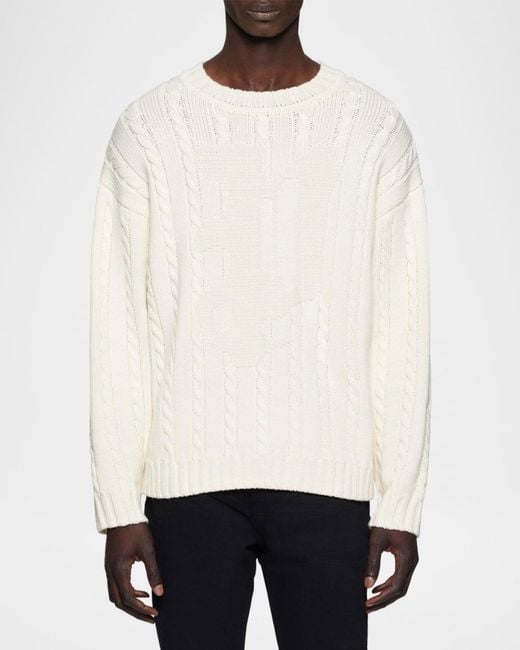 Purple White Apos;S Wool Cable Sweater for men