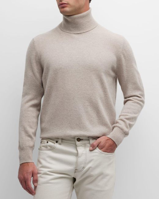 Neiman Marcus Gray Cashmere Turtleneck Sweater for men