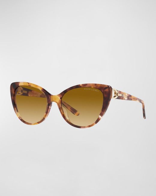 Lauren by Ralph Lauren Brown Crystal-Embellished Golden Acetate Cat-Eye Sunglasses
