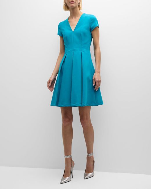 Emporio Armani Blue Emma Pleated Fit-&-flare Mini Dress