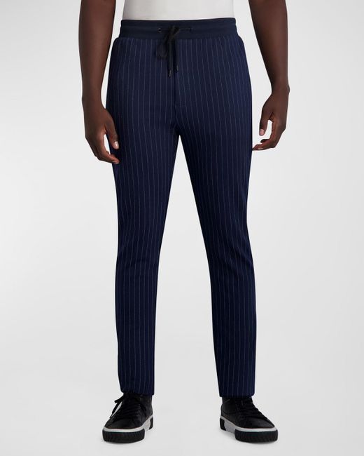 Karl Lagerfeld Blue Pinstripe Track Jogger Pants for men