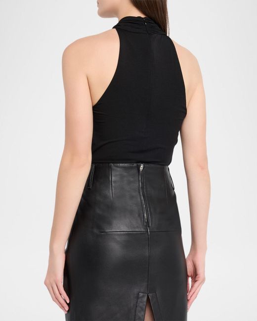 Balmain Black Crossover Halter Bodysuit