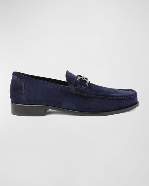 Bruno Magli Blue Trieste Horse-bit Leather Loafers for men