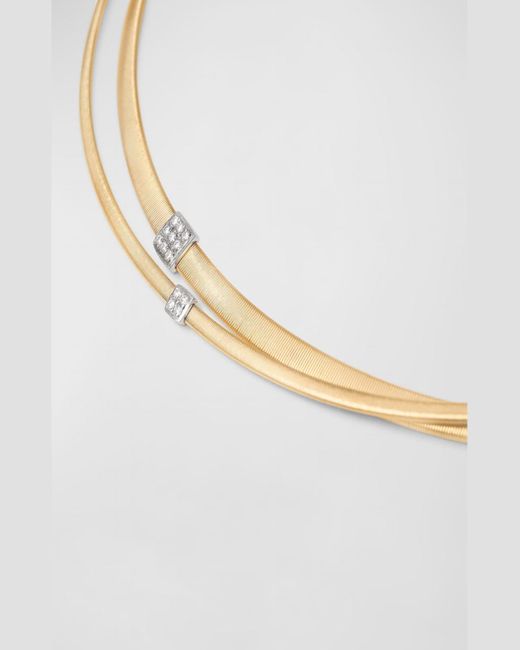 Marco Bicego White Masai 18k Two-strand Necklace With Diamond Stations