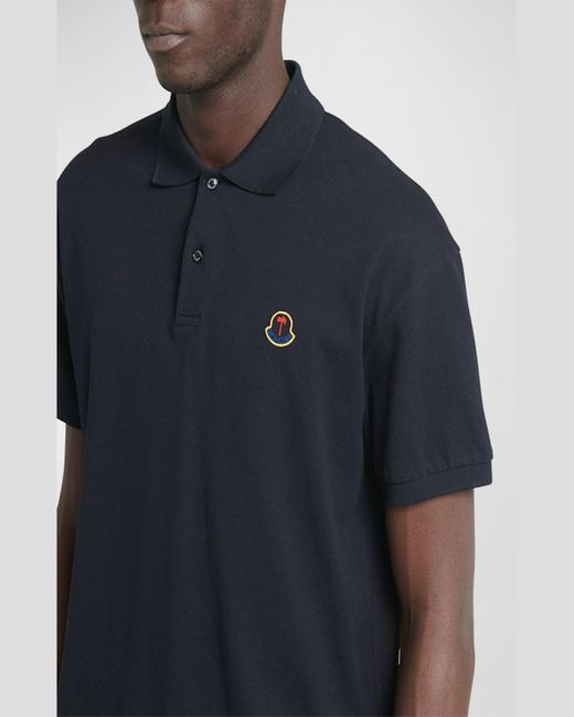 Moncler Genius Blue Moncler X Palm Angels Embroidered Crest Logo Polo Shirt for men