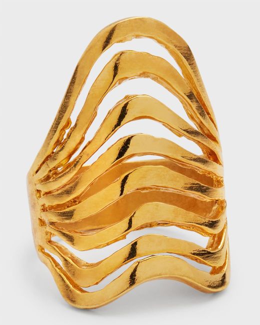 Devon Leigh Metallic Gold-plated Ripple Ring