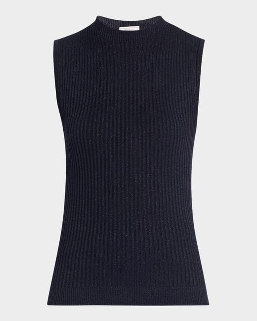 Peserico Blue Sleeveless Rib Knit Top