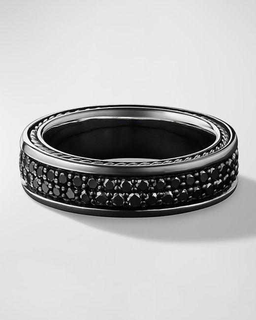 David Yurman Streamline Two-row Band Ring With Black Diamonds for men