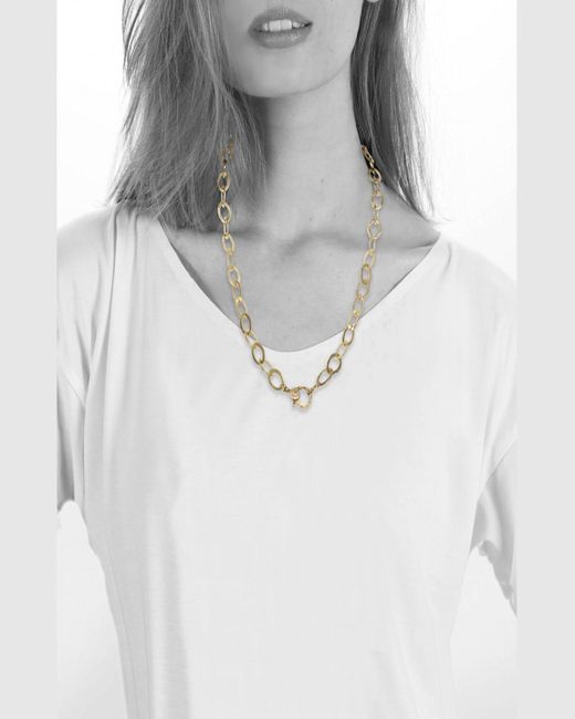 Margo Morrison Metallic Matte Vermeil And Sterling Silver Flat Chain Necklace With Diamond Clasp
