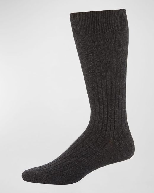 Neiman Marcus Black Core-Spun Socks, Crew for men