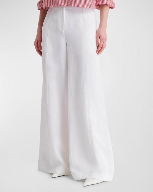 Twp White Demie Wide-leg Linen-blend Pants