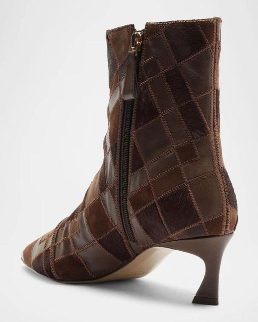 Alexandre Birman Brown 50Mm Annelise Patchwork Leather Booties