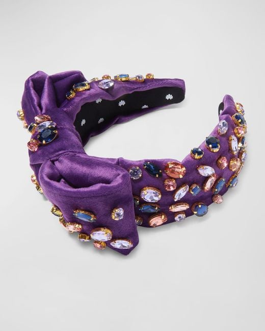 Lele Sadoughi Purple Glittering Crystal Holly Headband
