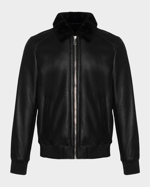 Gorski Black Apos;S Lamb Shearling Bomber Jacket