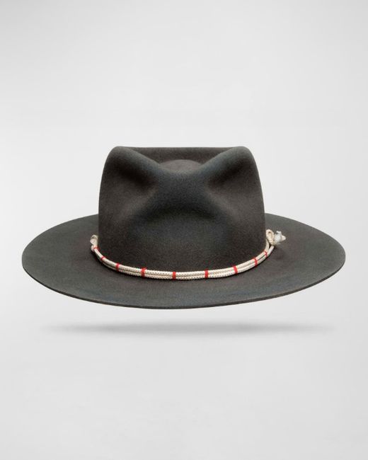 Worth & Worth by Orlando Palacios Black Mule Kick Beaver Felt Fedora Hat for men