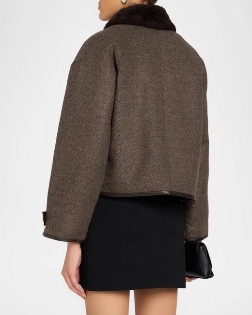 Jonathan Simkhai Brown Orien Contrast-Collar Jacket