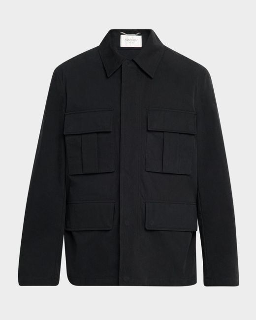 Saint Laurent Blue Multi-Pocket Utility Jacket for men