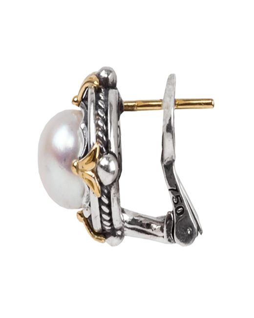 Konstantino Metallic Kleos 7.5-8mm Pearl-post Earrings