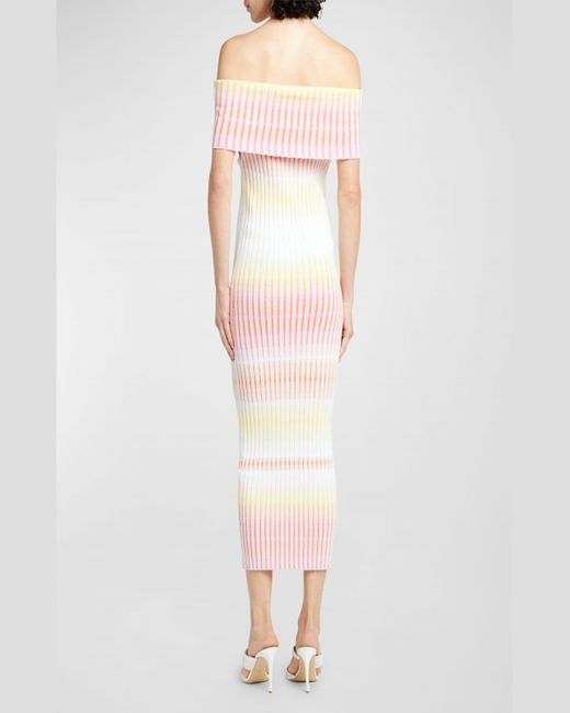 Missoni Multicolor Off-The-Shoulder Rib Midi Dress