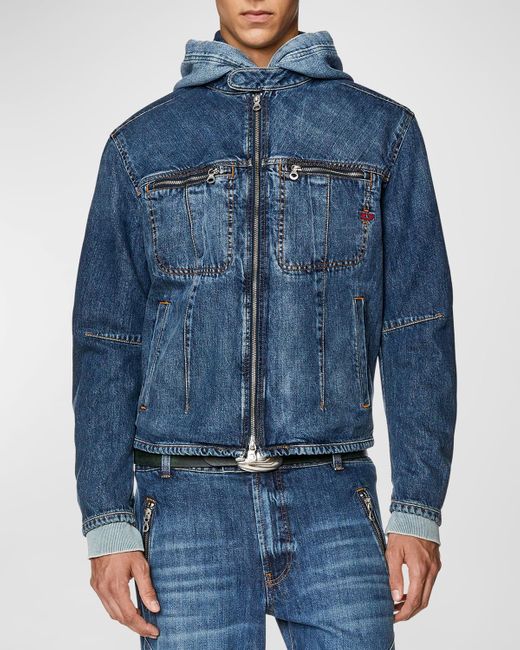 DIESEL Blue D-barcy-bk-s Denim Jacket for men