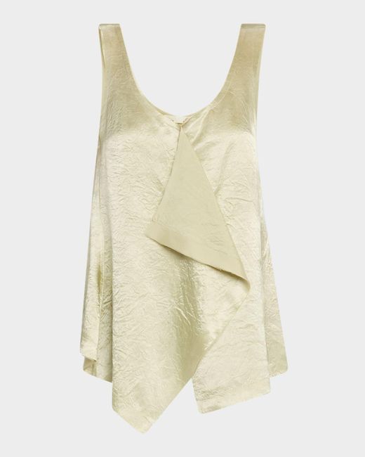 Jason Wu Natural Overlap Crinkle Satin Tank Top