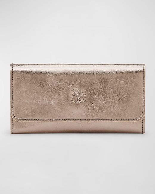 Il Bisonte Natural Trifold Leather Continental Wallet