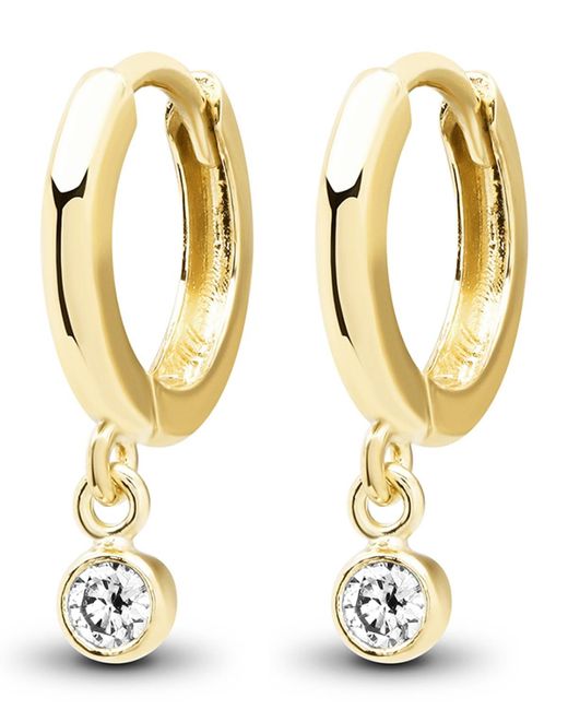 Jennifer Meyer Metallic 18k Huggie Hoop Diamond Drop Earrings