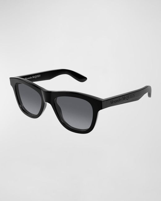 Alexander McQueen Black Am0421sm Acetate Rectangle Sunglasses for men