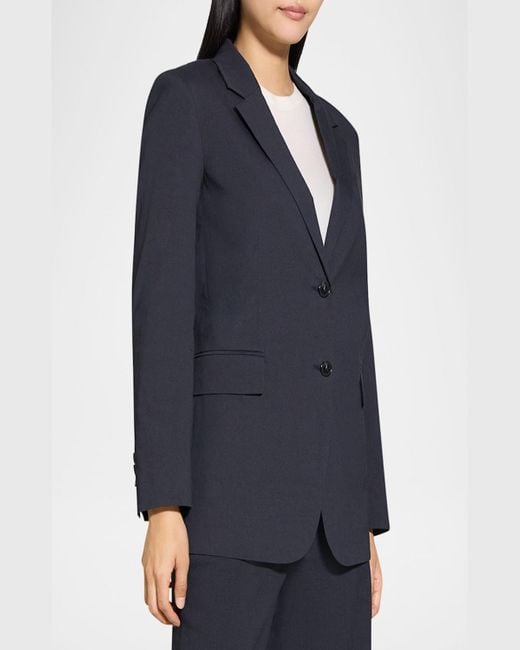 Theory Blue Oversized Crunch Linen Blazer