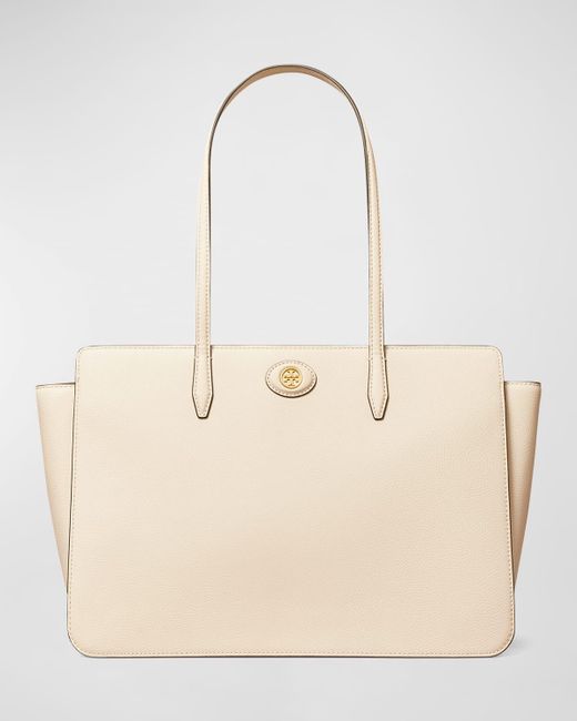 Tory Burch Natural Robinson Pebbled Leather Tote Bag