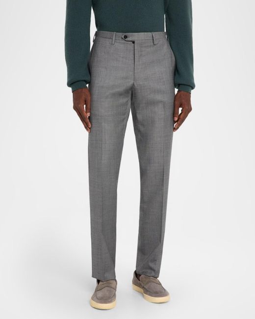 Kiton Gray Apos;S Wool Twill Flat-Front Trousers for men