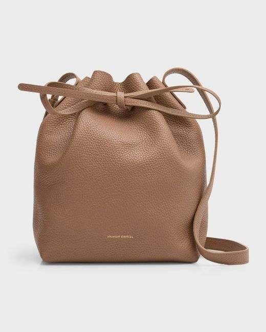 Mansur Gavriel Brown Mini Drawstring Leather Bucket Bag