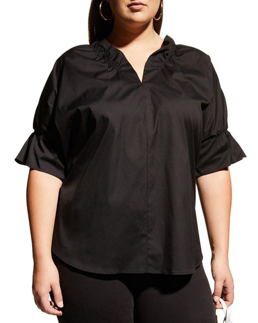 Finley Black Plus Size Crosby Solid Ruffle Shirt