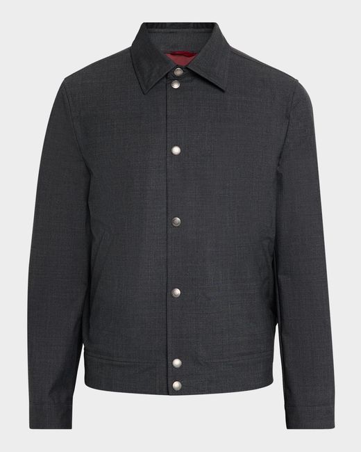 Brunello Cucinelli Blue Apos;S Water-Resistant Snap-Front Jacket for men