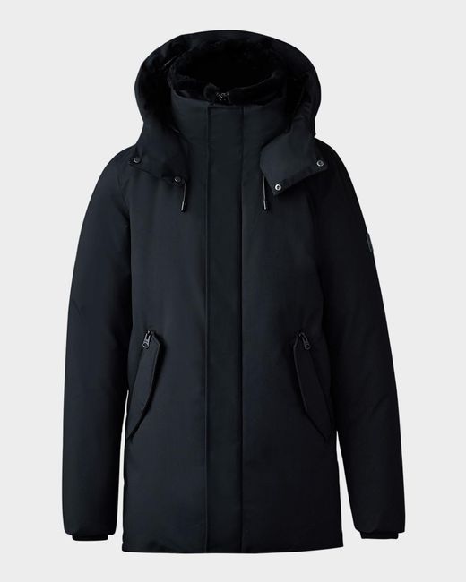 Mackage Blue Mid-Length Jacket with Shearling for men