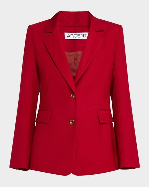 Argent Red Two-Button Seasonless Wool Blazer