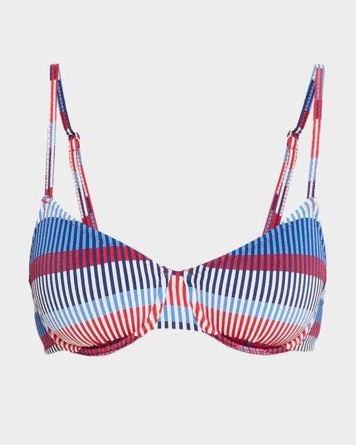 Solid & Striped Blue The Eva Striped Bikini Top