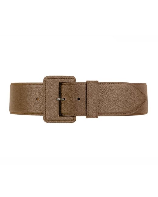Vaincourt Paris Brown La Merveilleuse Large Pebbled Leather Belt With Covered Buckle