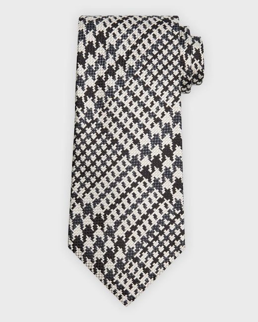 Tom Ford White Maxi-Houndstooth Silk Tie for men