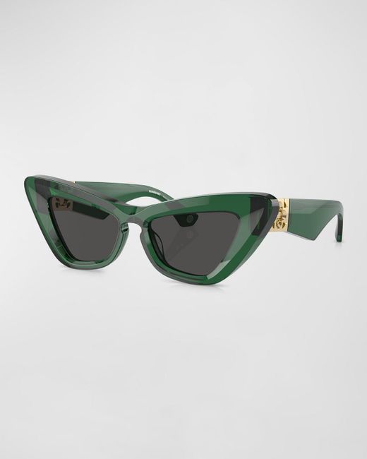 Burberry Green Beveled Acetate & Plastic Cat-Eye Sunglasses