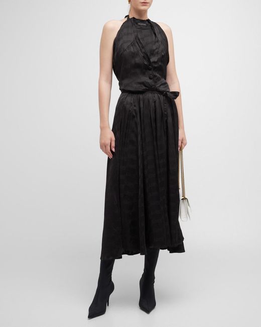 Balenciaga Black Bb Monogram Apron Dress